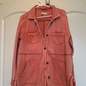 Anthropology Pilcro Shacket. Rose sweater jacket, raw hem size Medium